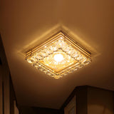 Gold Crystal Flower Round LED Flush Mount Ceiling Light Image - 6