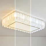 Gold Crystal Rectangular Feather Flush Mount Light Image - 10