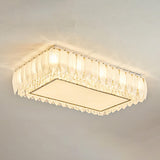 Gold Crystal Rectangular Feather Flush Mount Light Image - 11