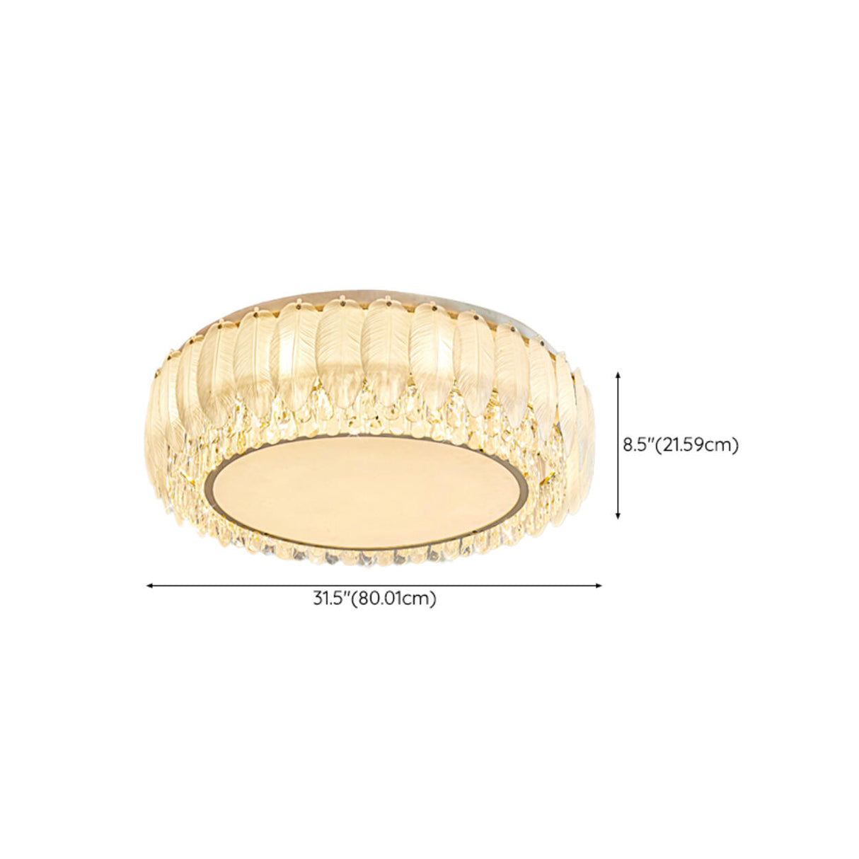 Gold Crystal Rectangular Feather Flush Mount Light Image - 21