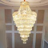 Gold Crystal Tiered Adjustable Height Foyer Chandelier Image - 11