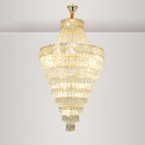 Gold Crystal Tiered Adjustable Height Foyer Chandelier Image - 5