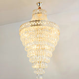 Gold Crystal Tiered Adjustable Height Foyer Chandelier Image - 6