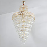 Gold Crystal Tiered Adjustable Height Foyer Chandelier Image - 7