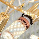 Gold Crystal Tiered Adjustable Height Foyer Chandelier Image - 8