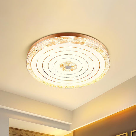 Gold Crystal Tree Rings LED Flush Mount Ceiling Light Image - 1