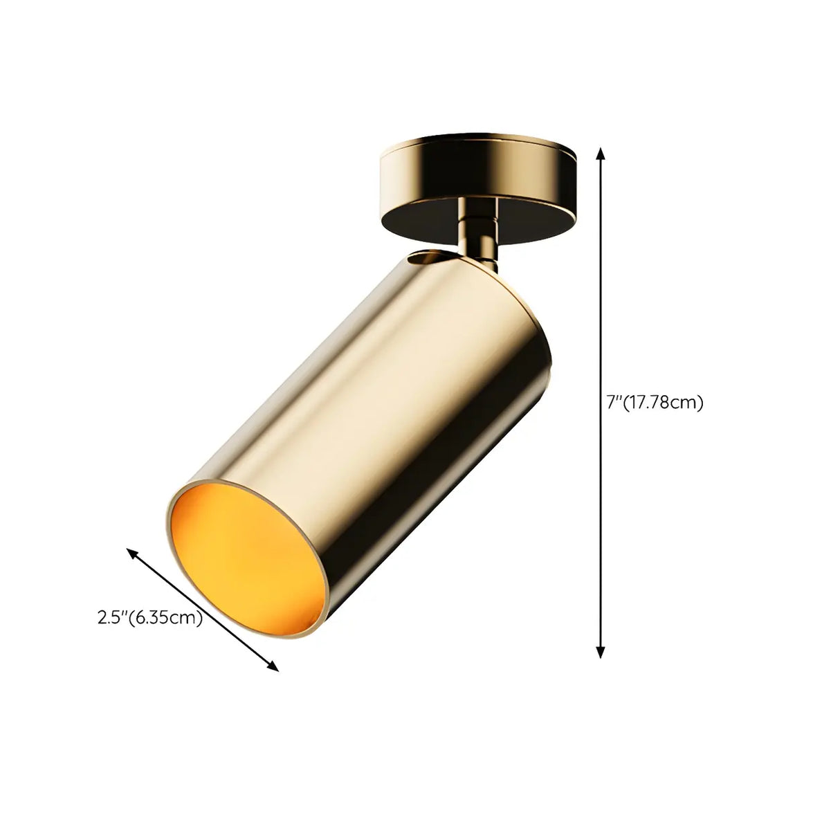 Gold Cylinder Aluminum Semi-Flush Mount Ceiling Light 