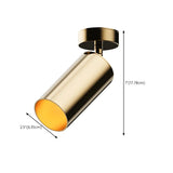 Gold Cylinder Aluminum Semi-Flush Mount Ceiling Light #size