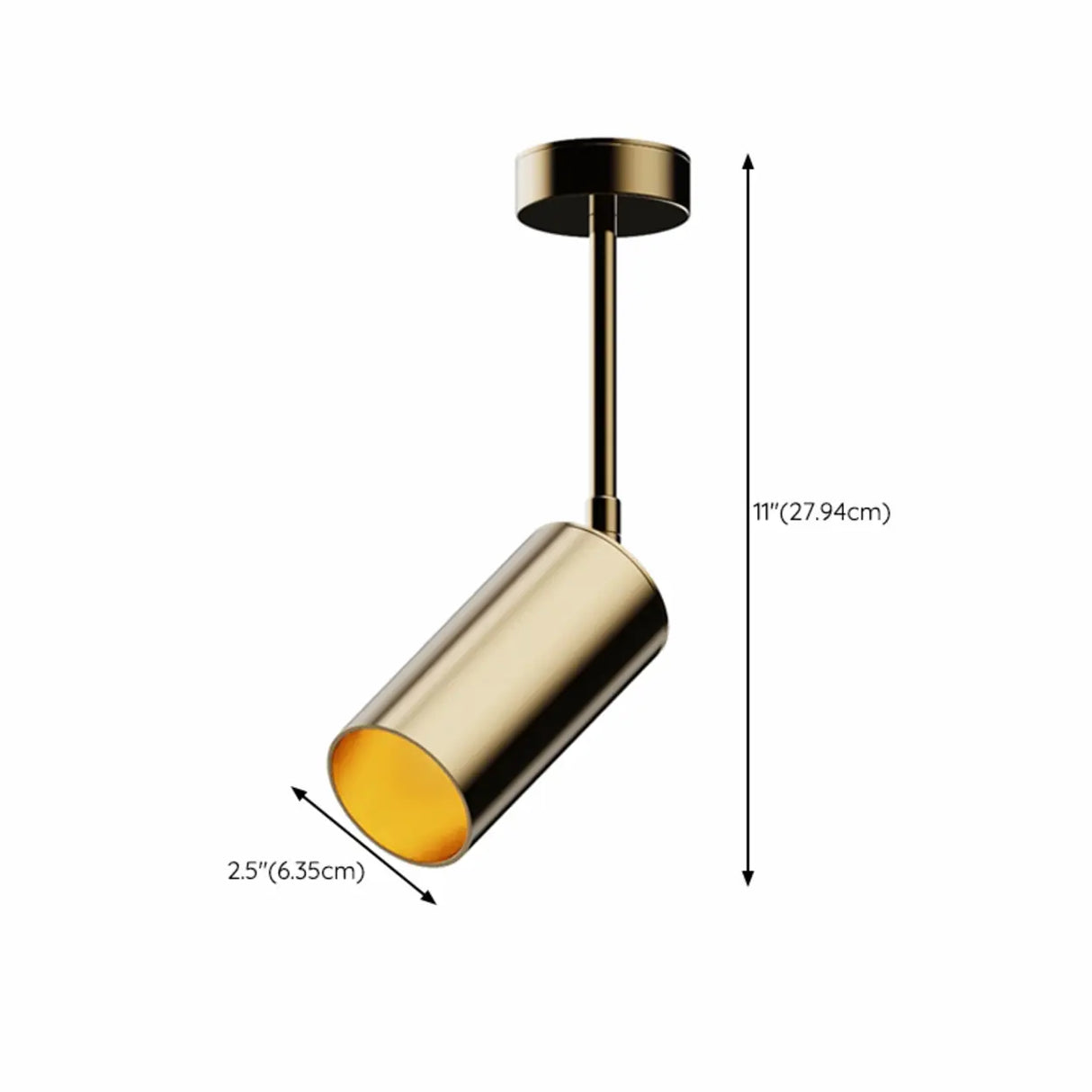 Gold Cylinder Aluminum Semi-Flush Mount Ceiling Light Image - 17