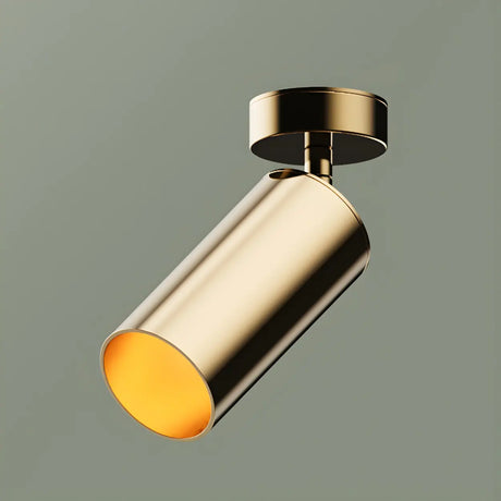 Gold Cylinder Aluminum Semi-Flush Mount Ceiling Light Image - 2