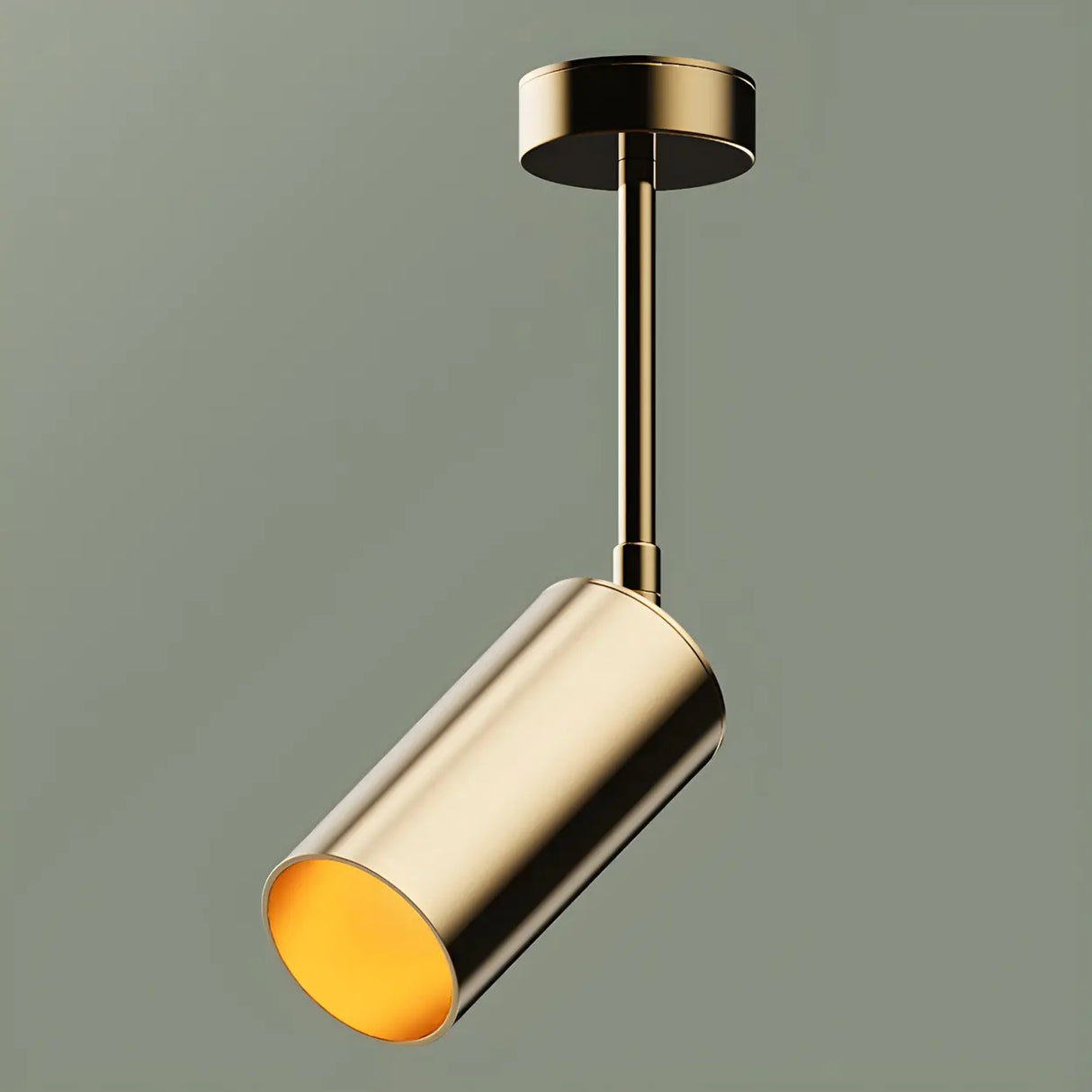 Gold Cylinder Aluminum Semi-Flush Mount Ceiling Light Image - 3