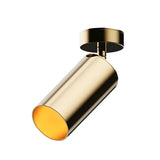 Gold Cylinder Aluminum Semi-Flush Mount Ceiling Light Image - 9