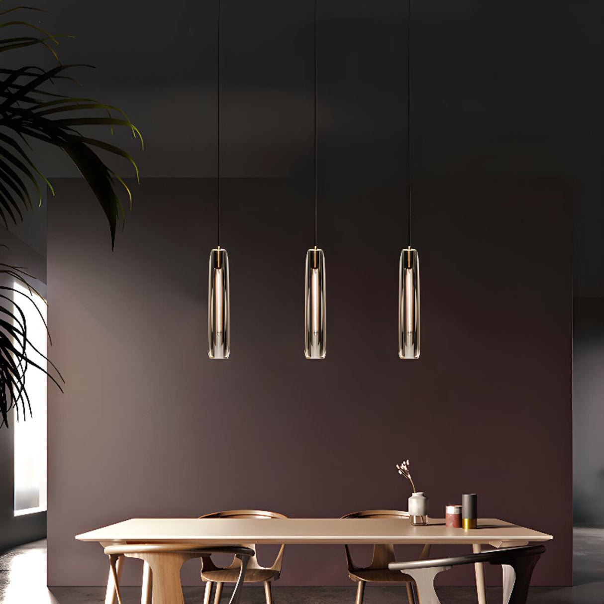 Gold Cylinder Crystal Kitchen Island Pendant Lights Image - 3