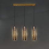 Gold Cylinder Crystal Kitchen Island Pendant Lights Image - 4