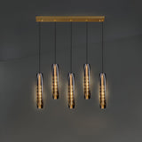 Gold Cylinder Crystal Kitchen Island Pendant Lights Image - 6