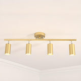 Gold Cylinder Semi-Flush Mount Light Four Barrel Heads Image - 14