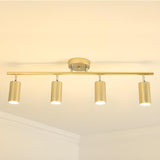 Gold Cylinder Semi-Flush Mount Light Four Barrel Heads Image - 15