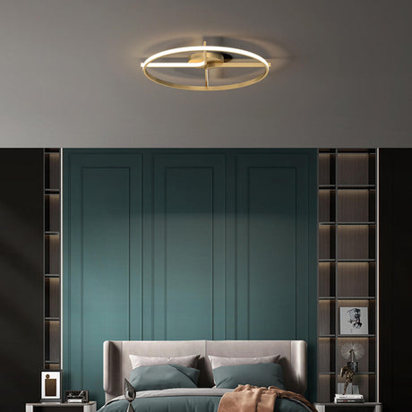 Gold Double L Circle LED Semi-Flush Mount Ceiling Light Image - 1