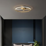 Gold Double L Circle LED Semi-Flush Mount Ceiling Light Image - 12