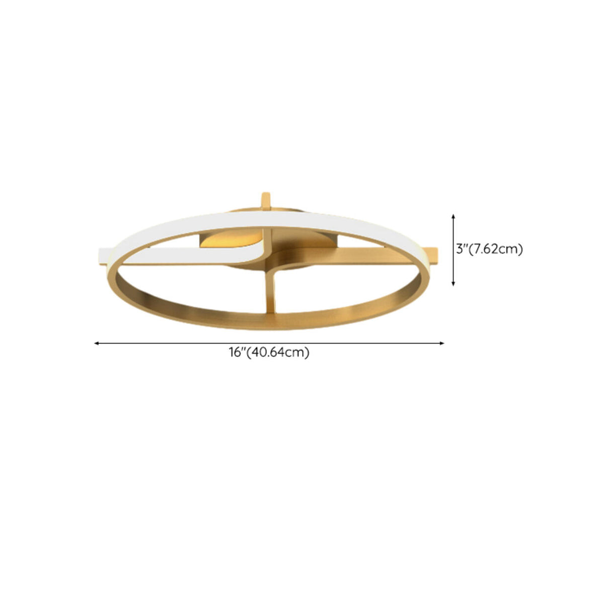 Gold Double L Circle LED Semi-Flush Mount Ceiling Light 