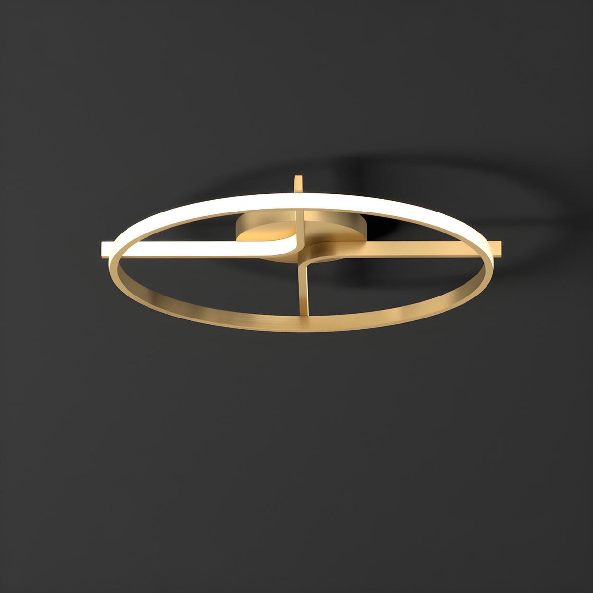 Gold Double L Circle LED Semi-Flush Mount Ceiling Light Image - 3