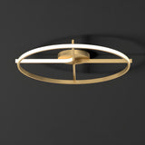 Gold Double L Circle LED Semi-Flush Mount Ceiling Light Image - 5