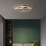 Gold Double L Circle LED Semi-Flush Mount Ceiling Light Image - 6