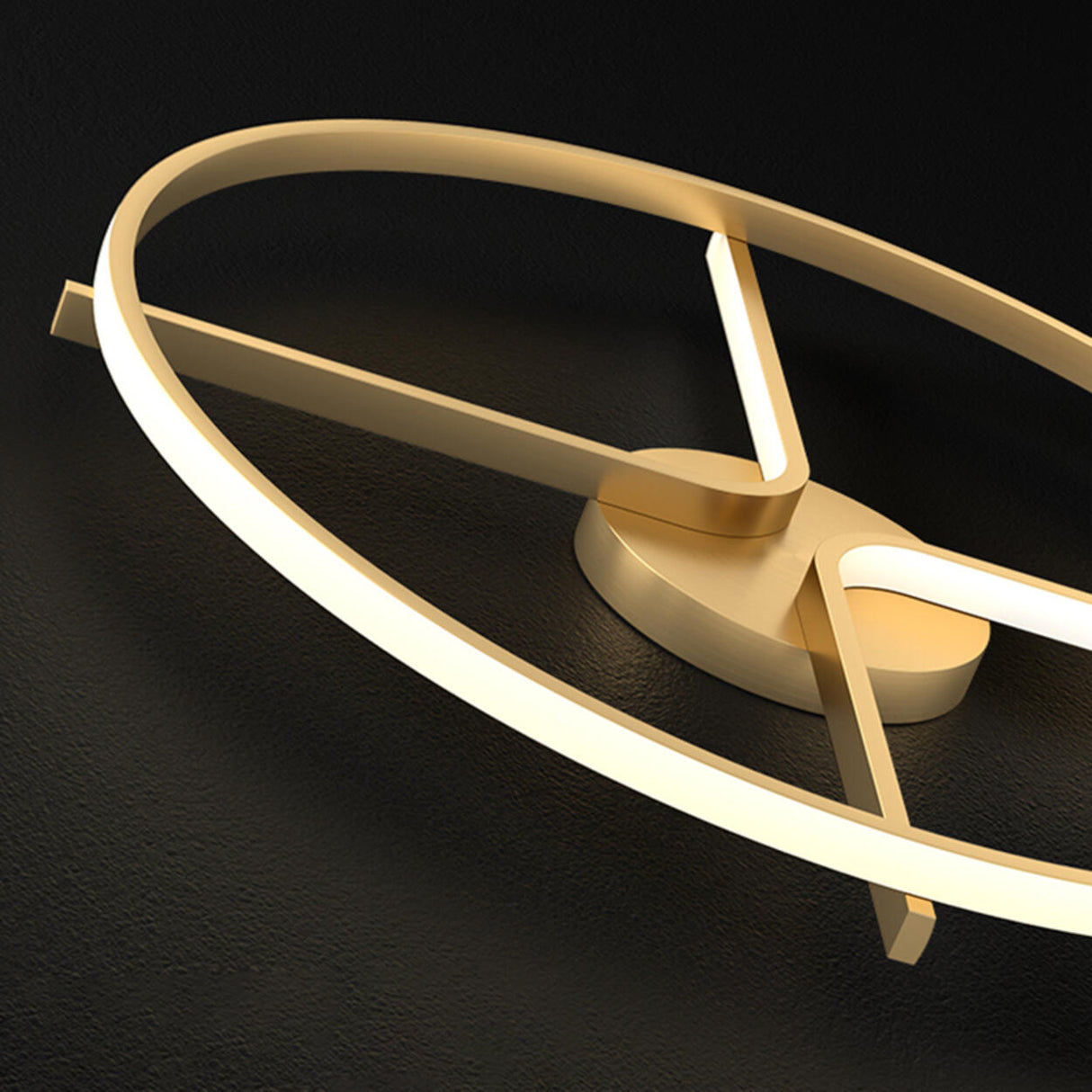 Gold Double L Circle LED Semi-Flush Mount Ceiling Light Image - 9