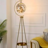 Gold Elegant Globe Tripod Floor Lamp with Side Table Image - 15