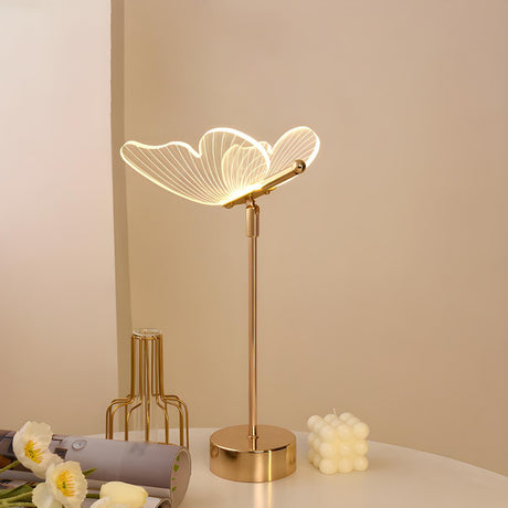 Gold Elegant Hollow Butterfly Metal Decor Table Lamp Image - 2