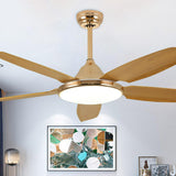 Gold Finish 5 Blade Modern Ceiling Fan with LED Light Image - 1