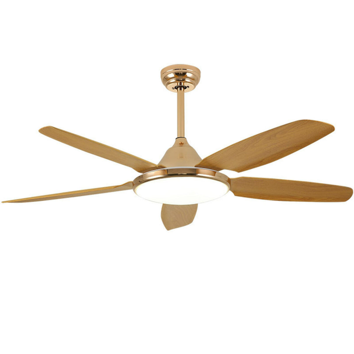 Gold Finish 5 Blade Modern Ceiling Fan with LED Light Image - 10