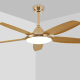 Gold Finish 5 Blade Modern Ceiling Fan with LED Light Image - 12