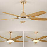 Gold Finish 5 Blade Modern Ceiling Fan with LED Light Image - 15