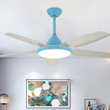 Gold Finish 5 Blade Modern Ceiling Fan with LED Light Image - 20