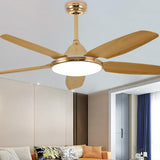 Gold Finish 5 Blade Modern Ceiling Fan with LED Light Image - 21