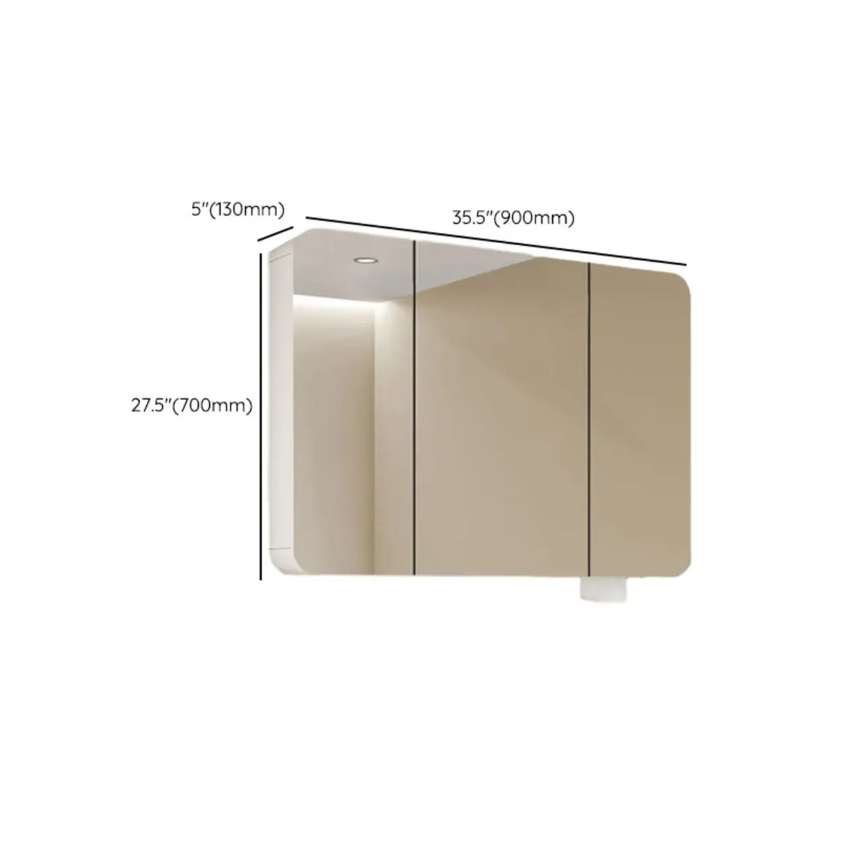 Gold Finish Aluminum Frameless Small Medicine Cabinet Image - 24