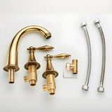 Gold Finish High Arc Widespread Brass Faucet with Handle Image - 2