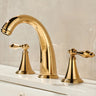 Gold Finish High Arc Widespread Brass Faucet with Handle Image - 6