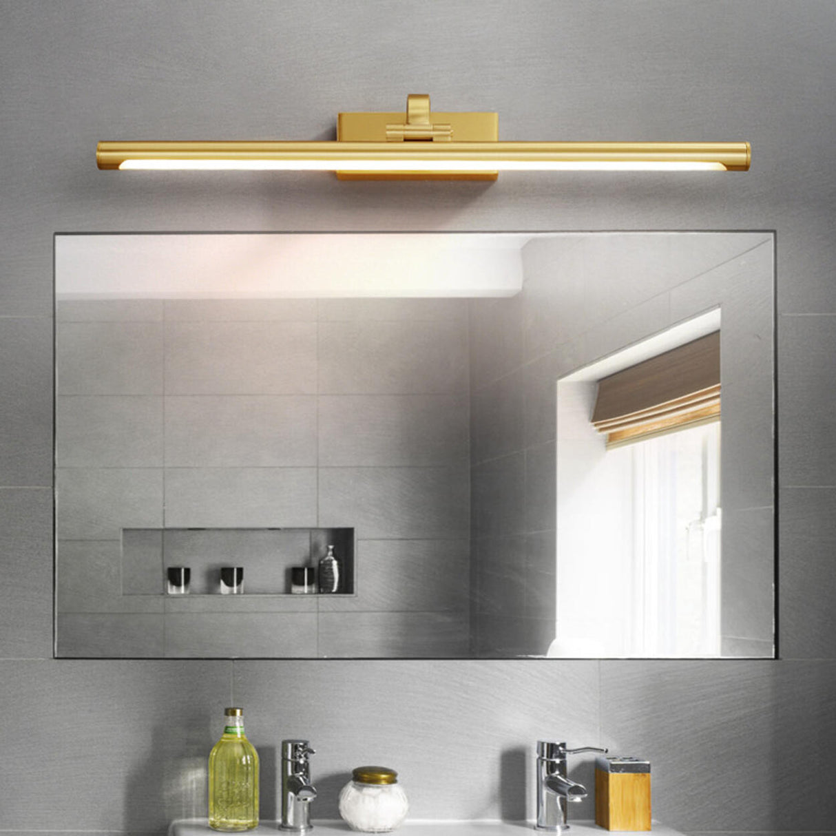 Gold Finish LED Bathroom Vanity Mirror Light Image - 1