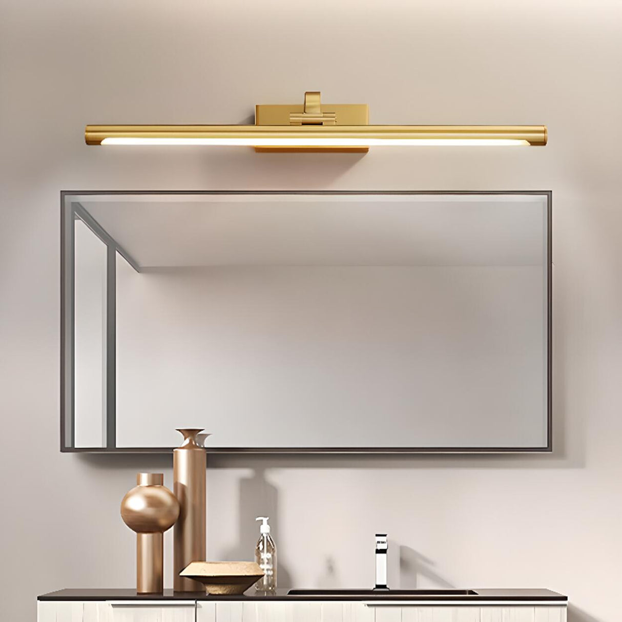 Gold Finish LED Bathroom Vanity Mirror Light Image - 2