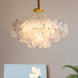 Gold Floral Clear Glass Chandelier, Adjustable Height Image - 1