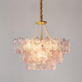 Gold Floral Clear Glass Chandelier, Adjustable Height Image - 10