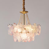 Gold Floral Clear Glass Chandelier, Adjustable Height Image - 12