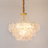 Gold Floral Clear Glass Chandelier, Adjustable Height Image - 15