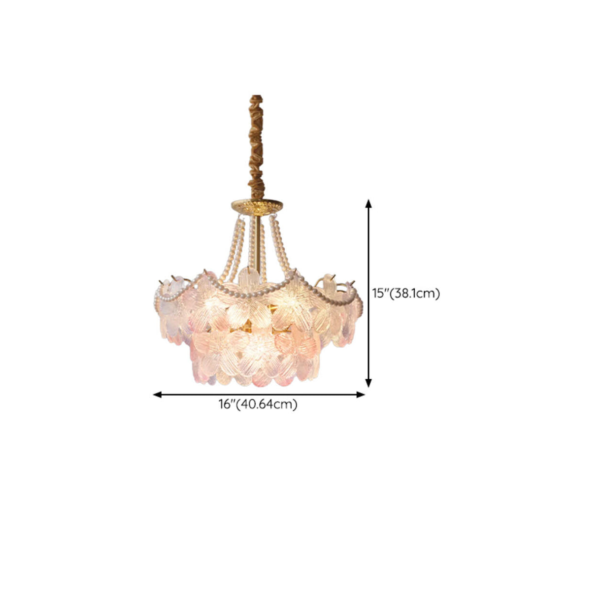 Gold Floral Clear Glass Chandelier, Adjustable Height 