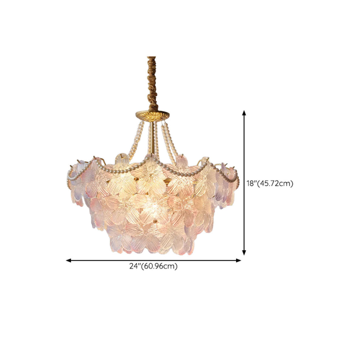 Gold Floral Clear Glass Chandelier, Adjustable Height Image - 25