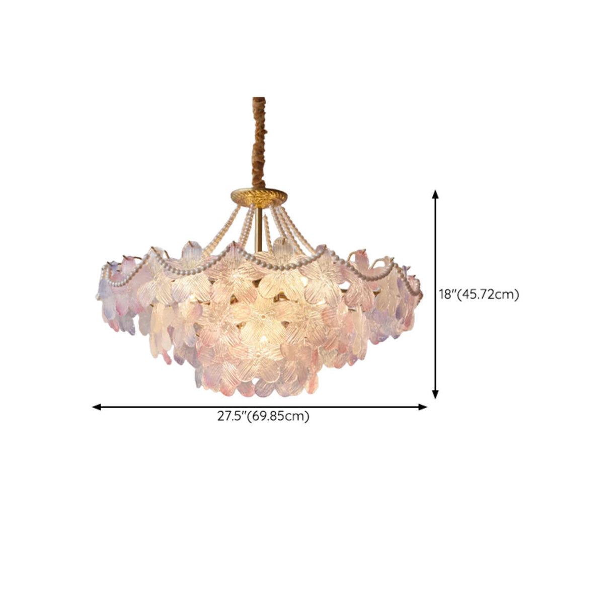 Gold Floral Clear Glass Chandelier, Adjustable Height Image - 26