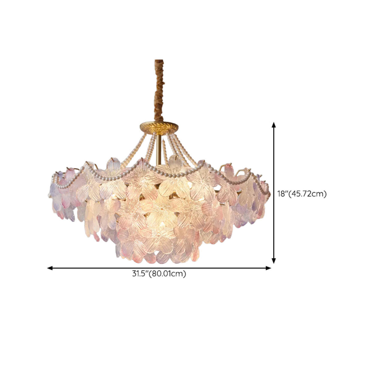 Gold Floral Clear Glass Chandelier, Adjustable Height Image - 27