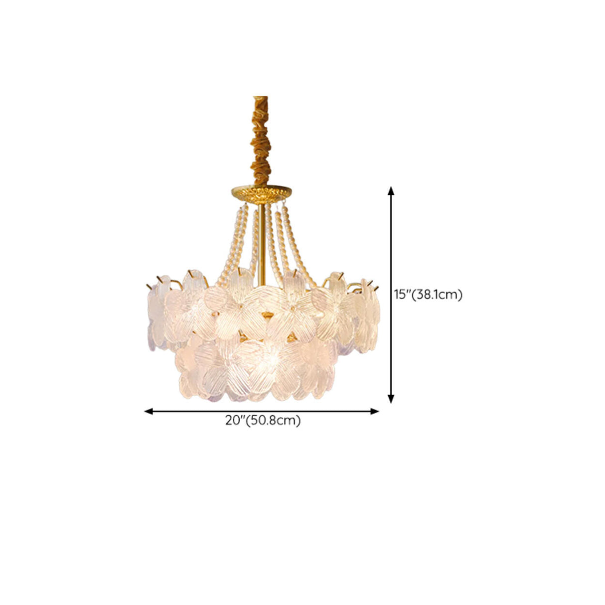 Gold Floral Clear Glass Chandelier, Adjustable Height Image - 29